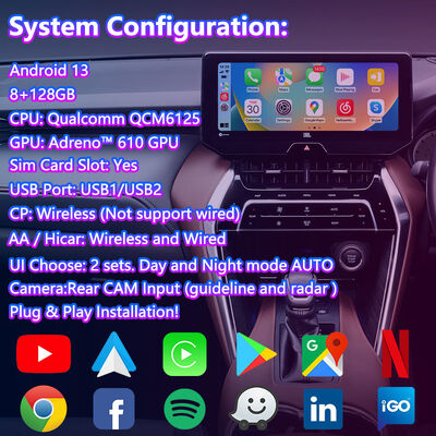 واجهة فيديو ملاحة Lsailt Android Carplay لسيارات تويوتا هارير فينزا من 2020 حتى الآن، تدعم وحدة الراديو