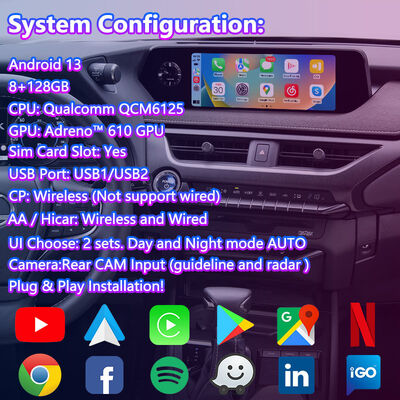 شاشة الوسائط المتعددة Lsailt Android Carplay لسيارة 2018-2021 Lexus UX 300e UX200 UX250h UX300e