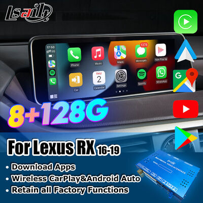 واجهة فيديو لنظام الوسائط المتعددة CarPlay/Android لسيارات لكزس RX450H RX350 مقاس 12.3 بوصة 2016-2021 مدمجة مع يوتيوب ونتفليكس وأندرويد أوتو