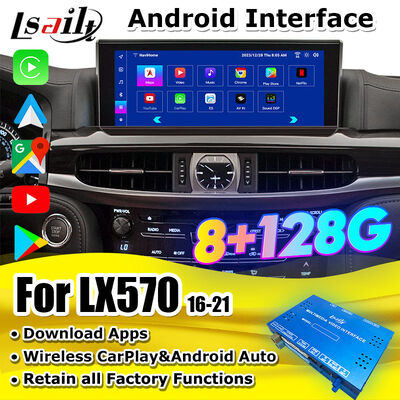 وحدة ترقية أندرويد OEM لـ LX570 لكزس RX GX LS NX ES تكامل كاربلاي لاسلكي، أندرويد أوتو، يوتيوب، نتفليكس