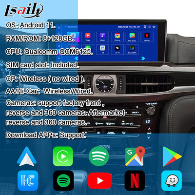 وحدة ترقية أندرويد OEM لـ LX570 لكزس RX GX LS NX ES تكامل كاربلاي لاسلكي، أندرويد أوتو، يوتيوب، نتفليكس