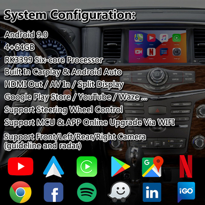 Lsailt 4 + 64GB Android Video Interface Wireless Carplay لعام 2012-2017 نيسان باترول Y62