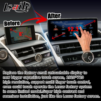 ليكسوس NX200t 10.25 تحديث شاشة لمسة معالج هيكسا أندرويد أوتو Carplay لاسلكي