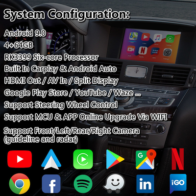 Lsailt Carplay Android واجهة الوسائط المتعددة لإنفينيتي M37S M37 M35 M45 مع NetFlix Yandex