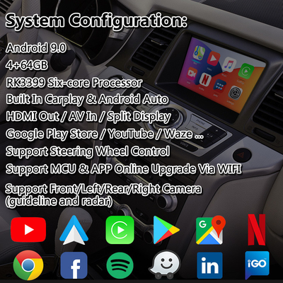 Lsailt Android Navigation Car Multimedia Interface لنيسان مورانو Z51 مع Carplay